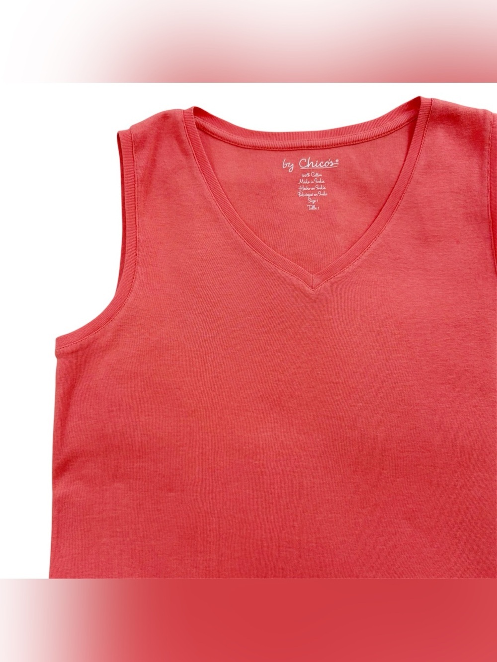 NWT Chico's Coral Sleeveless V-Neck Raychel Tank 1 Medium